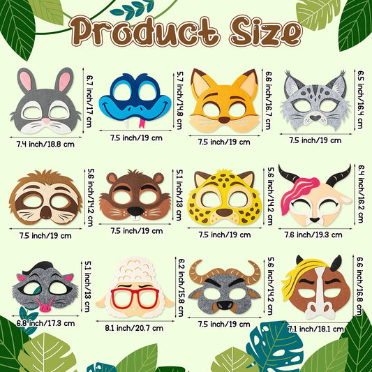 Animals Police Officer Felt Mask - 12PCS Bunny Fox Rabbit Police Officer Felt Mask Children Zoo Character Cosplay Party Masks Birthday Dress Up Party Supplies for Boys and Girls Role Play