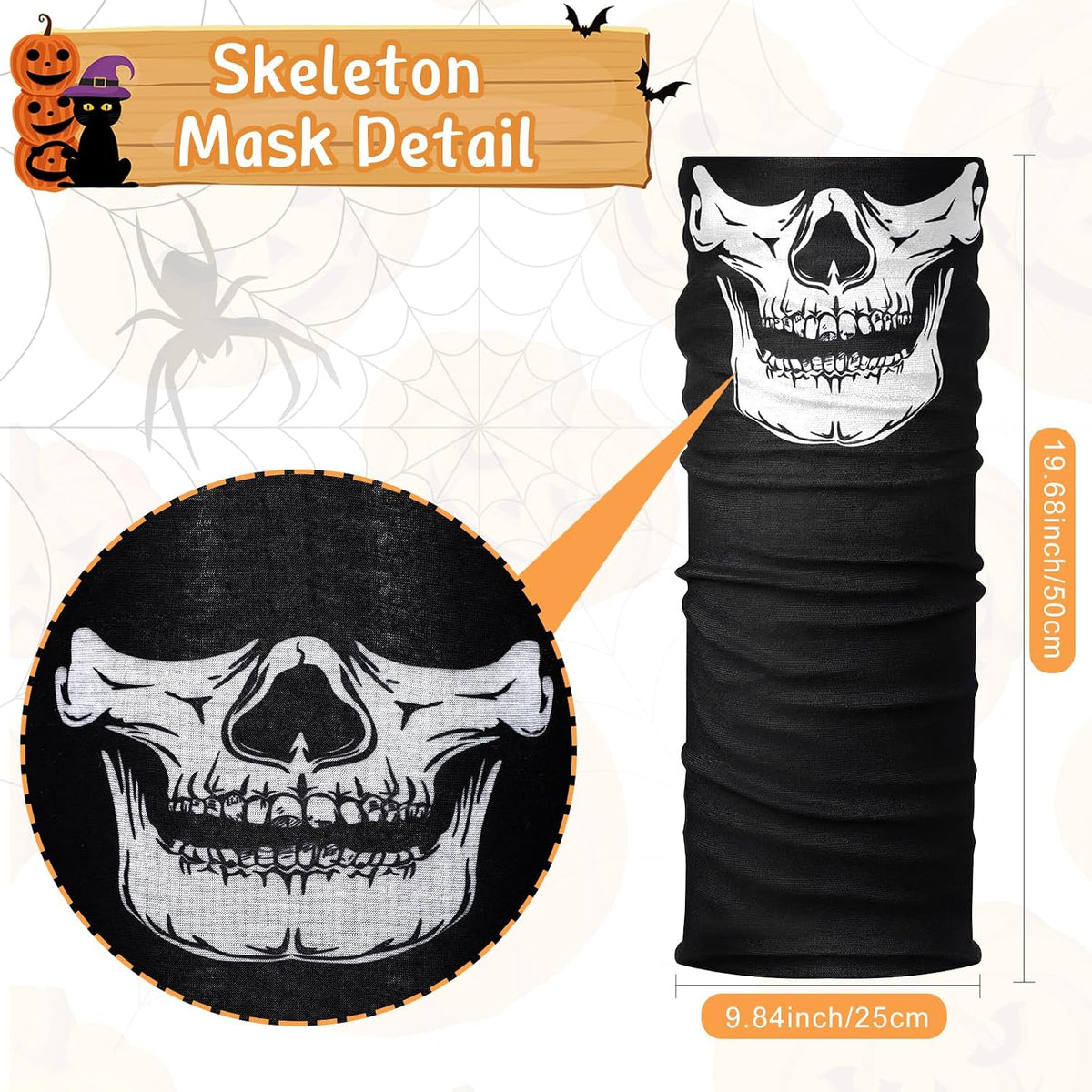 White Skeleton Gloves and Skull Face Mask Ghost Bones for Adult Halloween