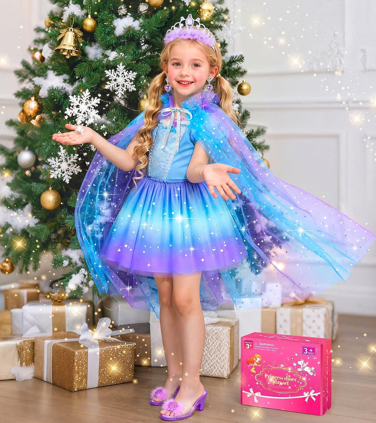 Princess Dress Up, Girls Dress Up Clothes with Princess Capes Shoes Dress