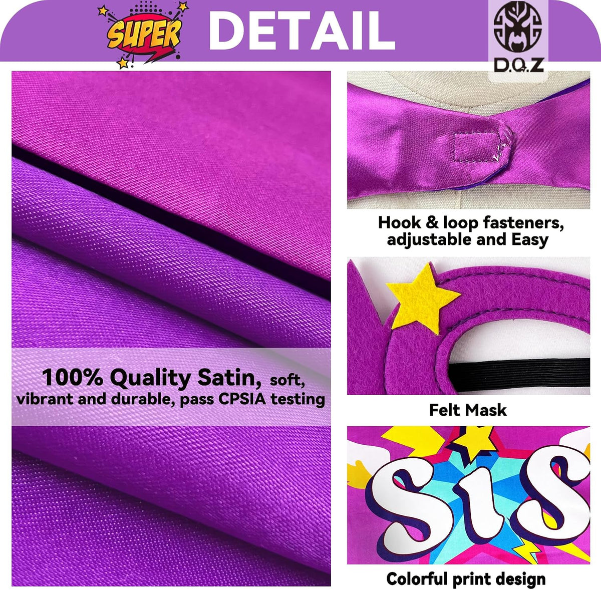 D.Q.Z Superhero-Capes and Masks for Kids, Sister Gifts for Girls Dress Up Clothes New Sibling Birthday Halloween Party
