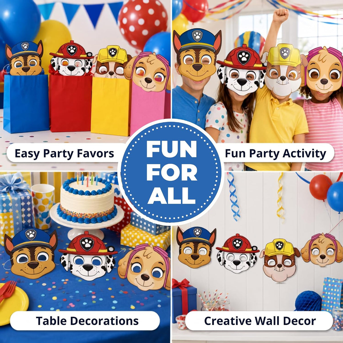 Paw Patrol Party Favors & Birthday Decorations - Character Masks 16-Pack