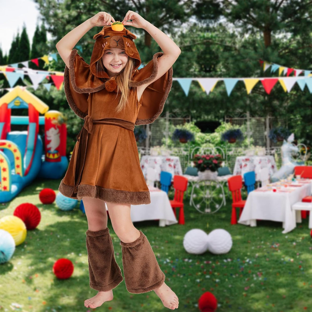 Capybara Kids Costume Set, Halloween Costume 3-Piece Outfit Cute Animal Dress-Up for Parties, and Playtime