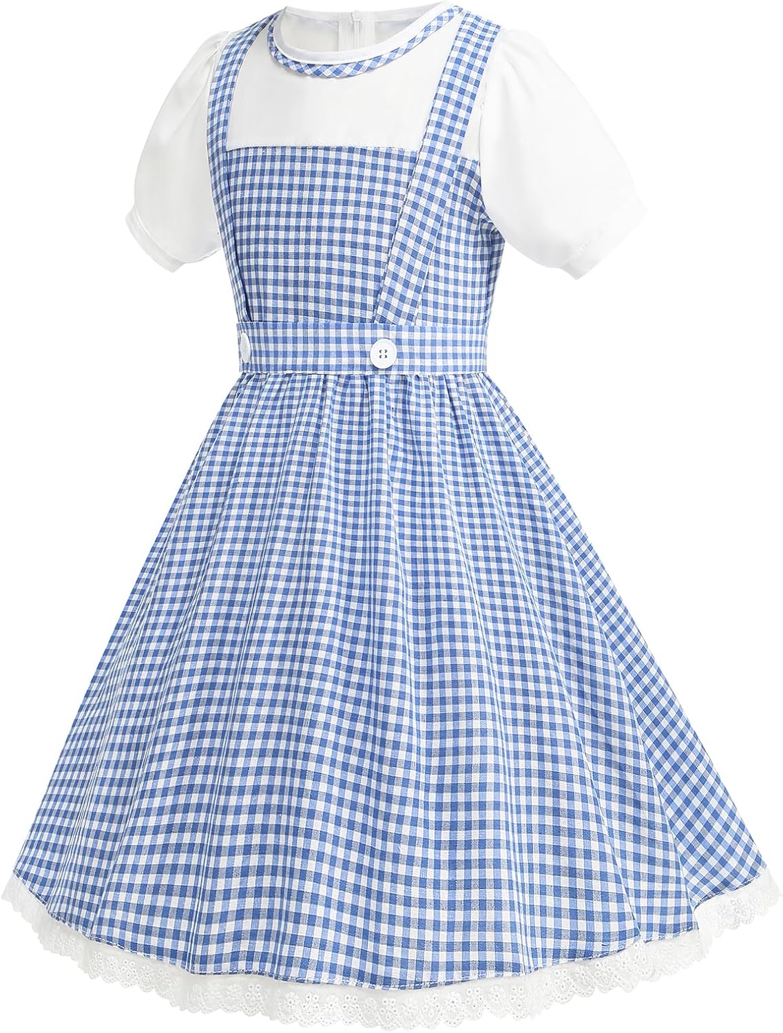 Girls Blue Plaid Costume Halloween Dress up Outfits with Accessories