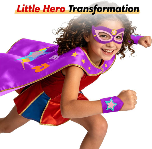 Star Superhero-Cape and Mask for Kids, Super-Hero-Costumes for Girls Boys Dress Up Toys Birthday Gifts