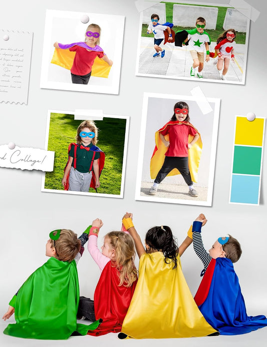 Double-Sided Superhero Capes and Masks for Kids - Perfect for Christmas, Halloween, Cosplay, and Parties
