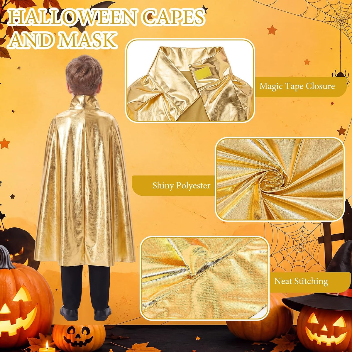 Skicuff 2pcs Halloween Kids Cape and Mask for Hero Party