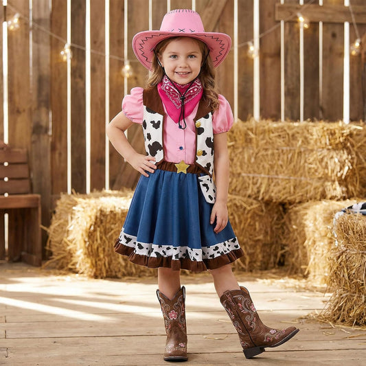 G.C Cowgirl Costume for Girls Kids, Western Cowgirl Outfits for Girls