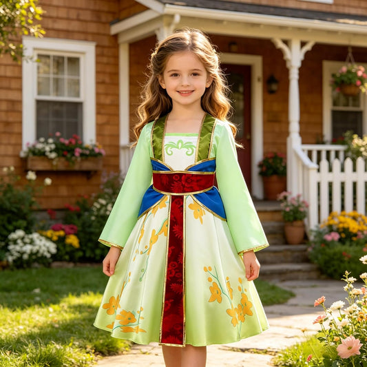Mulan Costume Dress for Girls,Kids Character Princess Dress