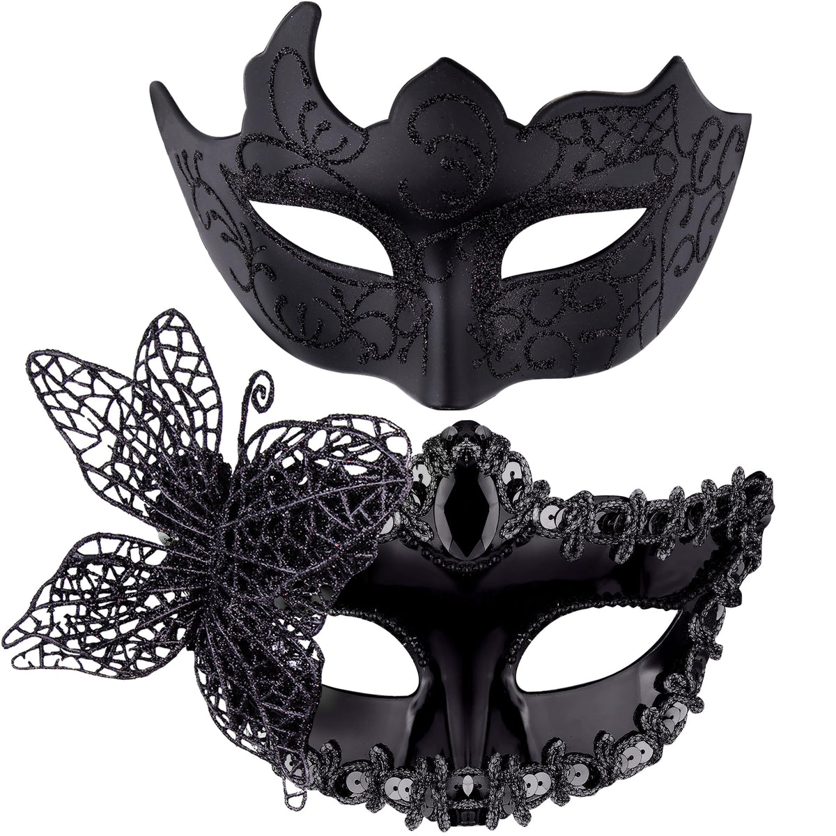 SIQUK Couple Masquerade Masks Set Venetian Party Mask Plastic Halloween Costume Mask Mardi Gras Mask for Women and Men