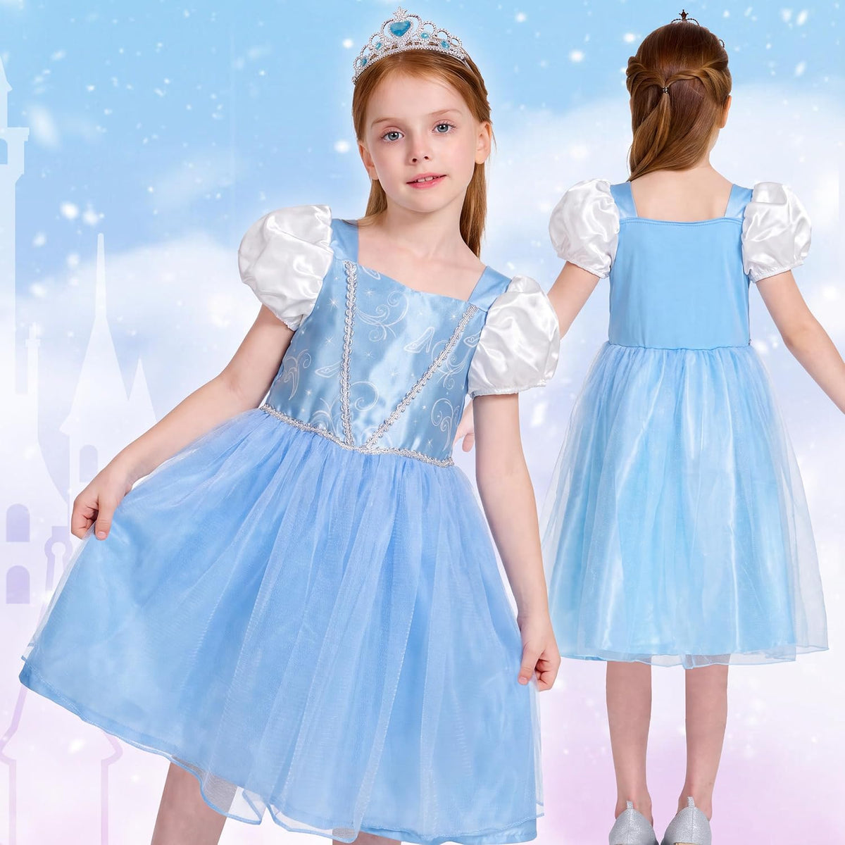 IKALI Princess Dress Up Trunk for Toddler Girls, Halloween Christmas Birthday Gift for Toddlers Kids 2T 3-4Y 4-6Y 7-8Y