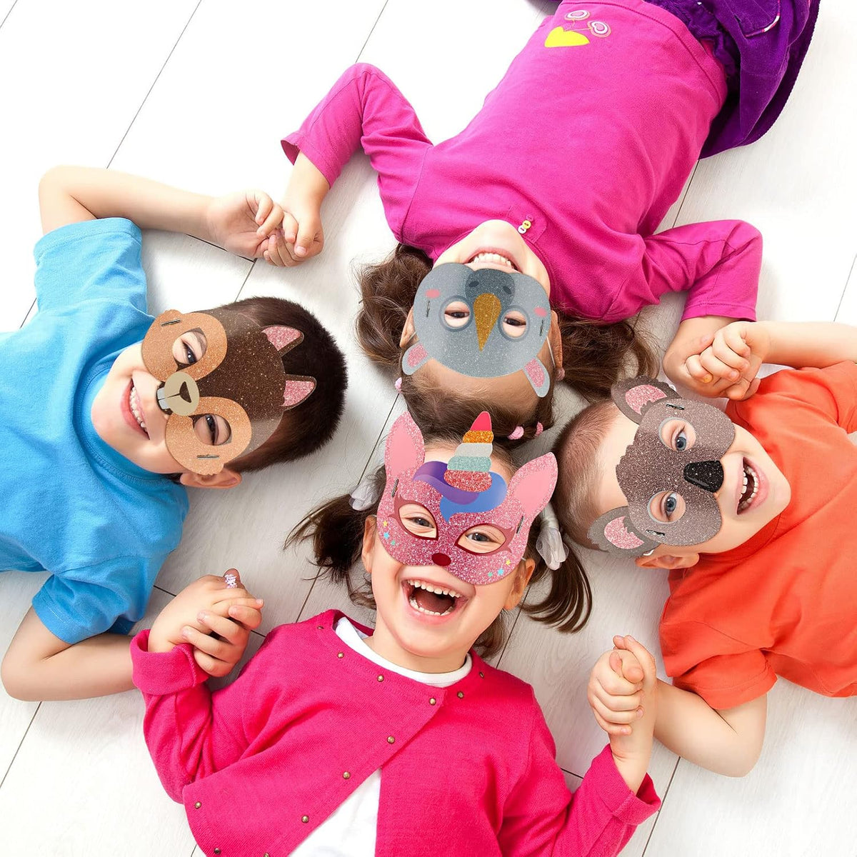 48 Pcs Safari Jungle Animal Masks Wild for Kids Animal Theme Birthday Party Favors Costumes Dress up Party Supplies 24 Designs Masks