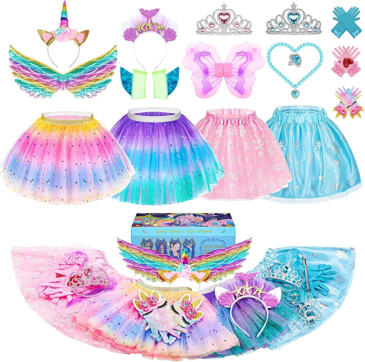 Little Girls Dress Up Costume Set, Fairy Mermaid Princess Dress Up Clothes