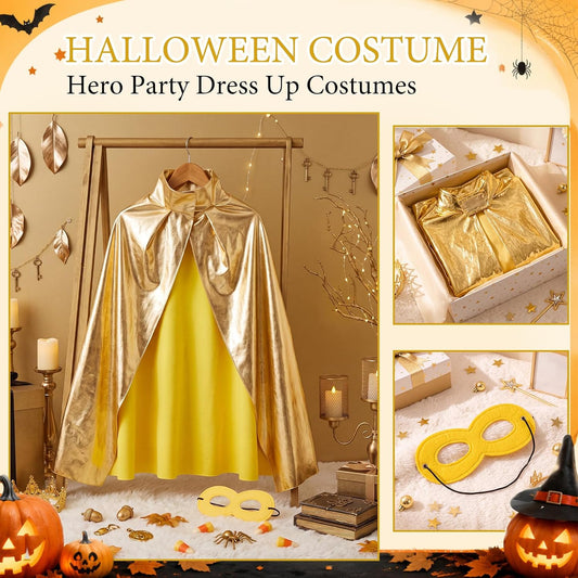 Skicuff 2pcs Halloween Kids Cape and Mask for Hero Party