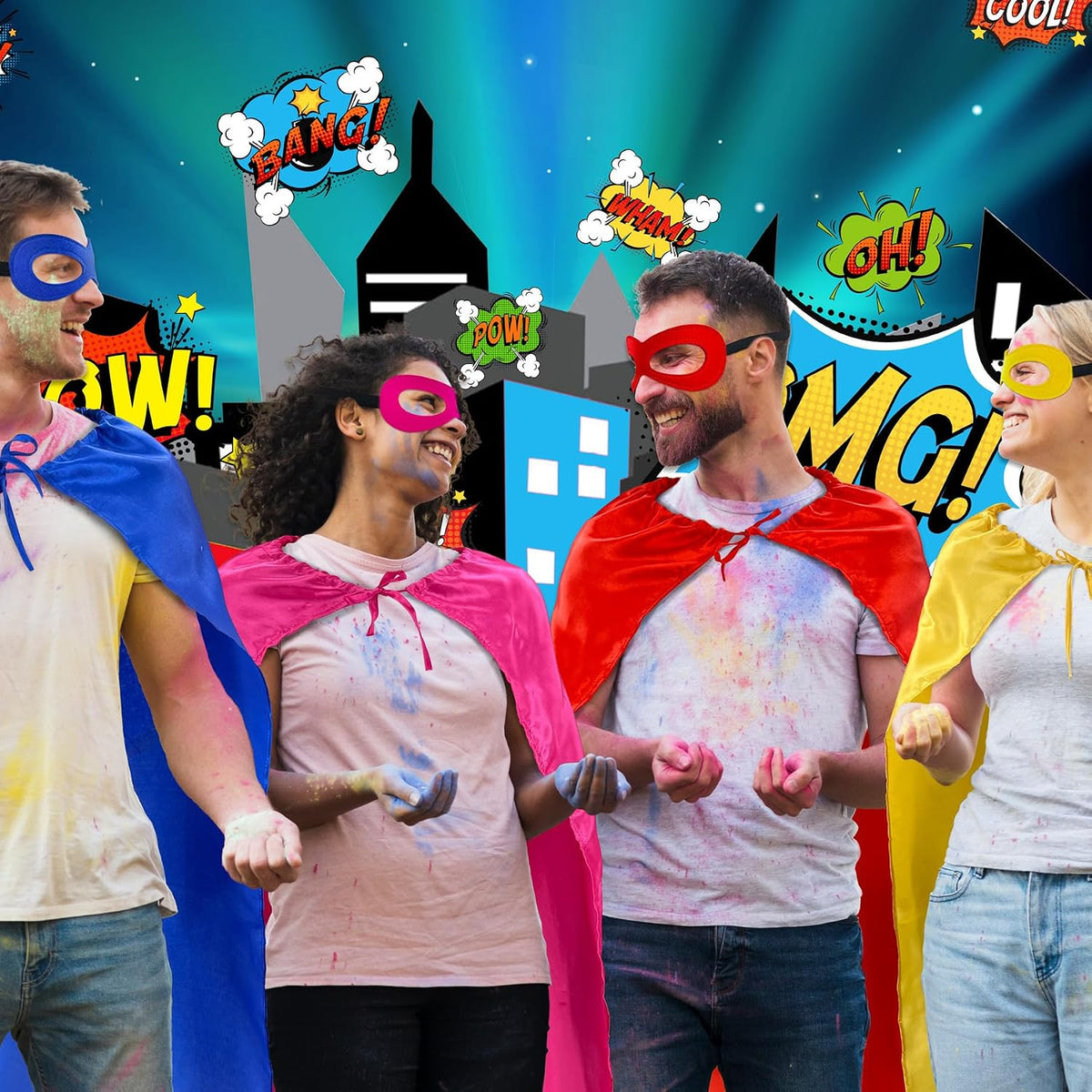 D.Q.Z Superhero Capes and Masks for Adults Bulk-Men Women Super Hero Costume Halloween Dress Up Party Favors -7 Pack