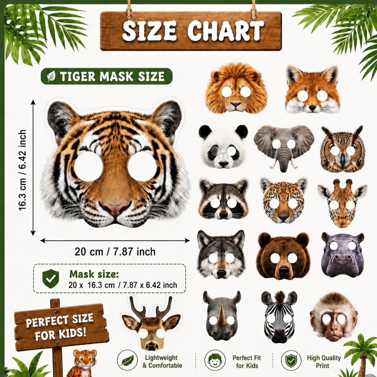 Marsui 32 Pcs Unicorn Monster Safari Animal Face Masks for Kids Cartoon Masks for Animal Birthday Party Decorations