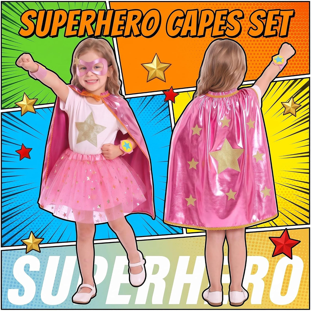 Superhero Capes for Kids Toddler Superhero Costumes for Girls 3-8 Age