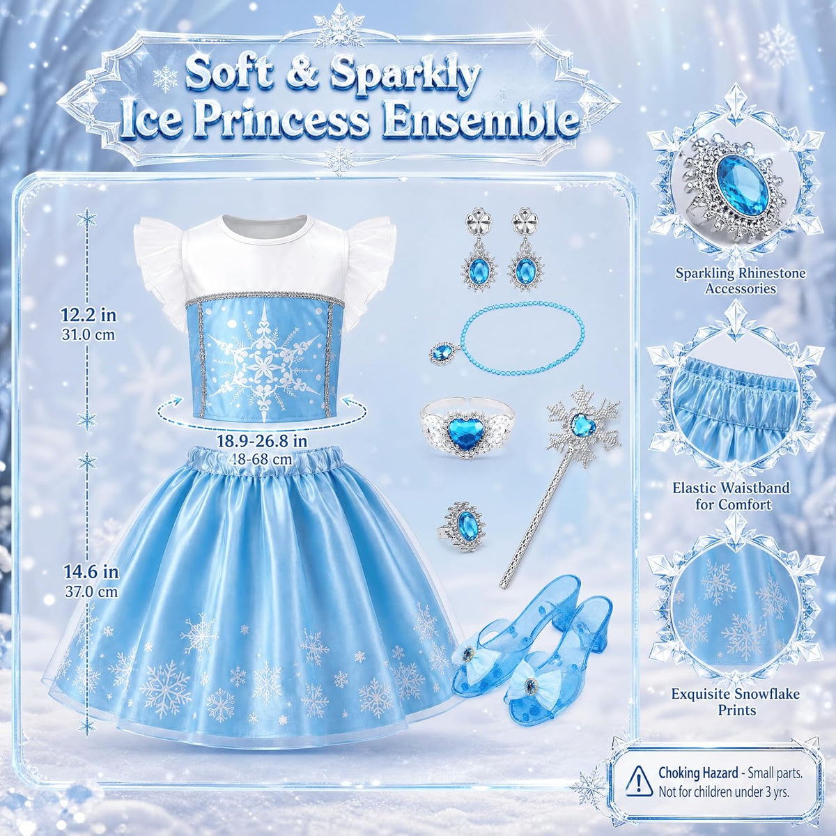 Princess Dress Up for Girls - Role Play Dress Up Clothes for Girls, Ltitle Girl Costumes Accessories Princess Shoes, Halloween Christmas Birthday Gift for Toddler Girls 3-6 Year