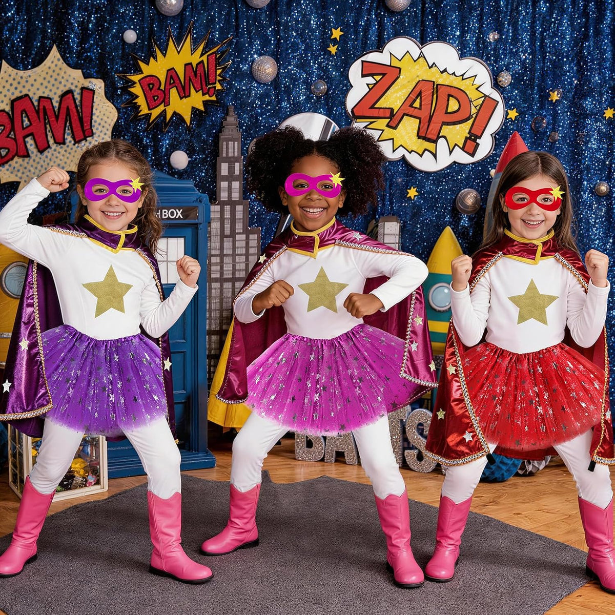 iROLEWIN Superhero-Capes for Kids Toddler Superhero-Costumes for Girls