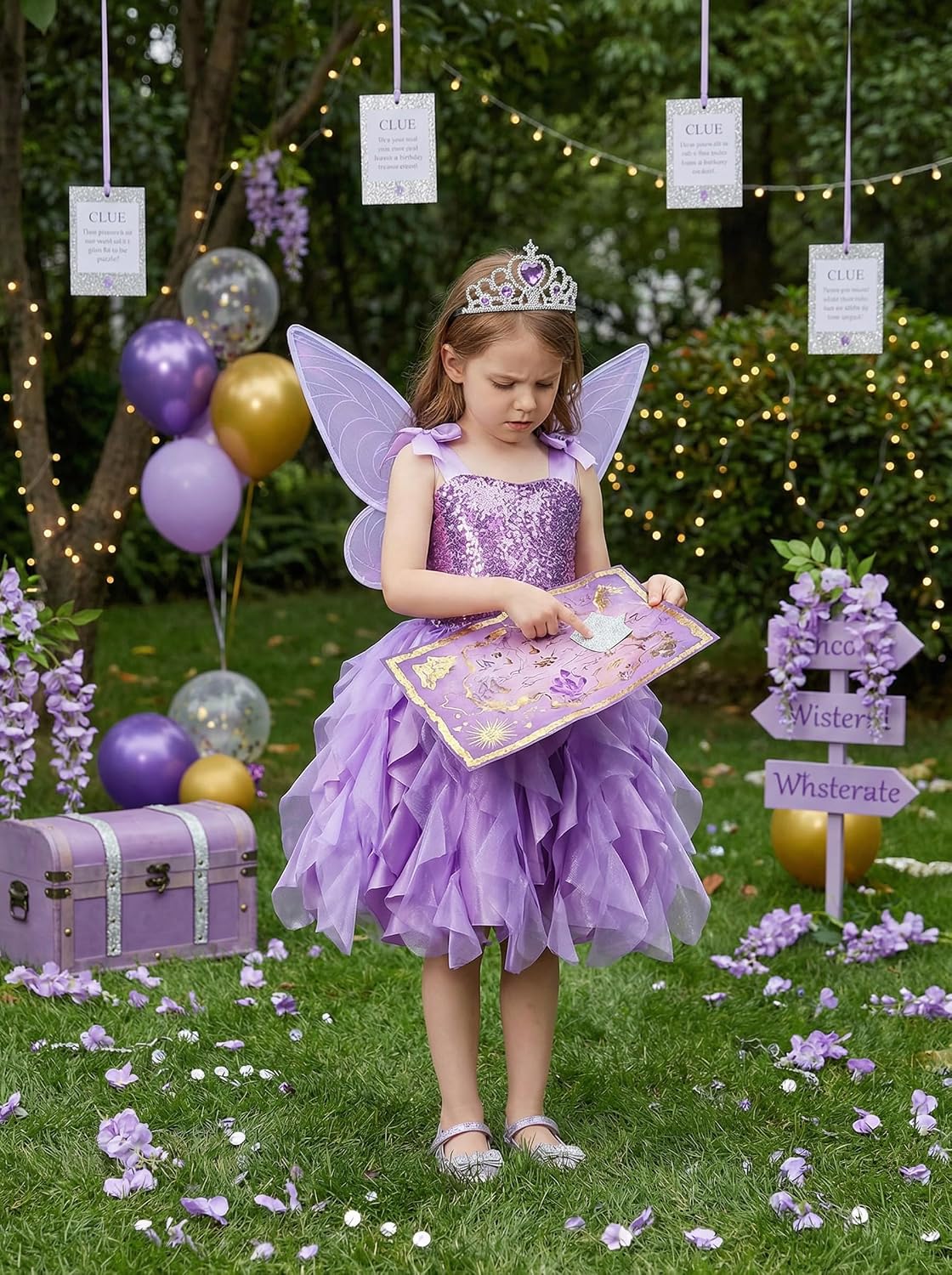 Soyoekbt Fairy Costume for Girls Princess Tutu Dress with Butterfly Wings for Girls Birthday Party Dress Up