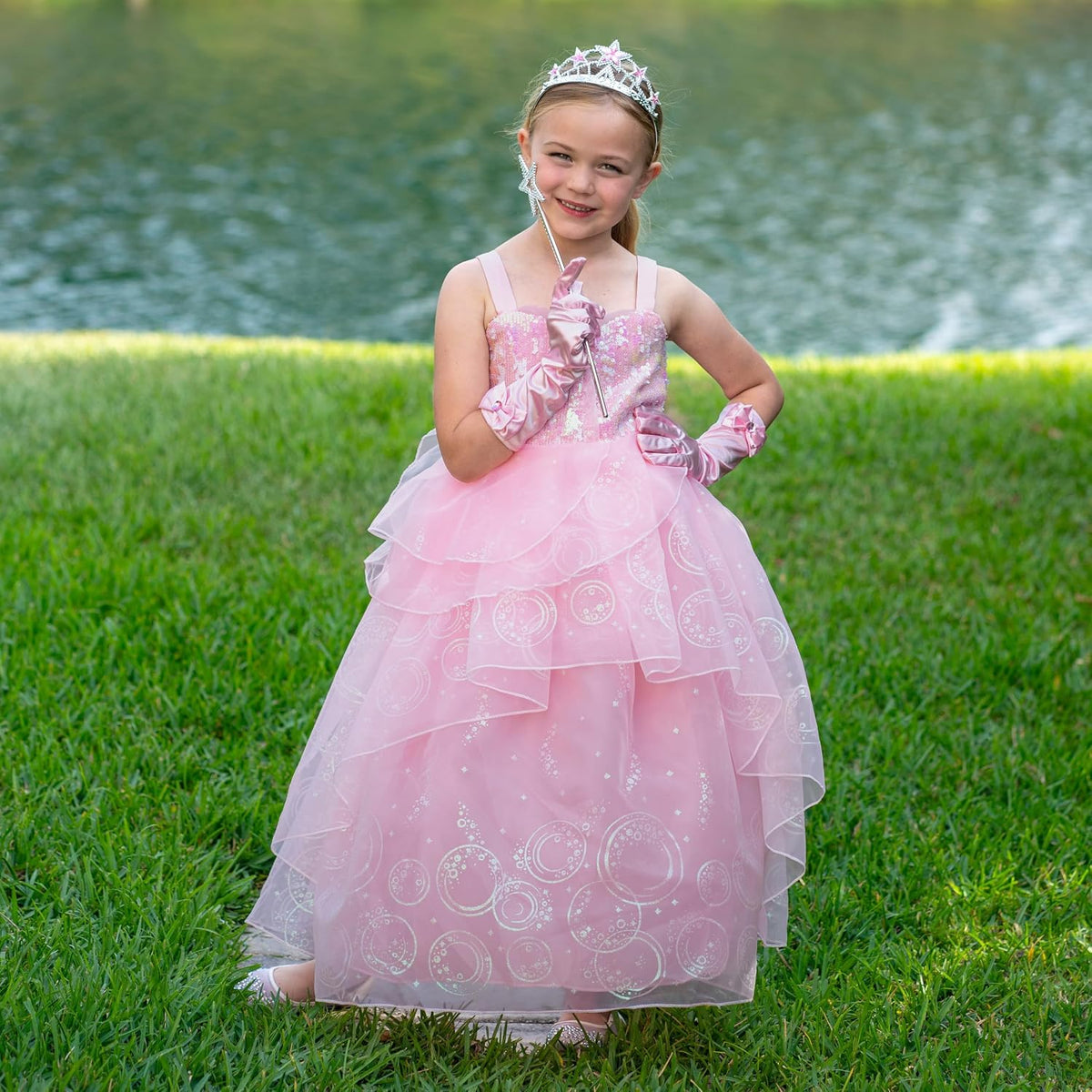Aoiviss Pink Witch Dress for Girl Glitter Princess Costume with Accessories