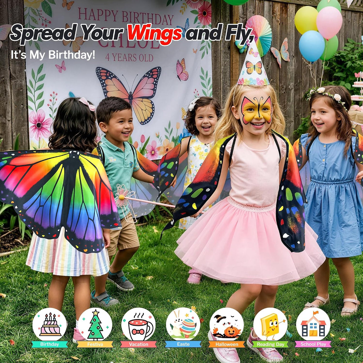 D.Q.Z Toddler-Kids Butterfly Wings Cape for Girls, 3T-6T Halloween Costume