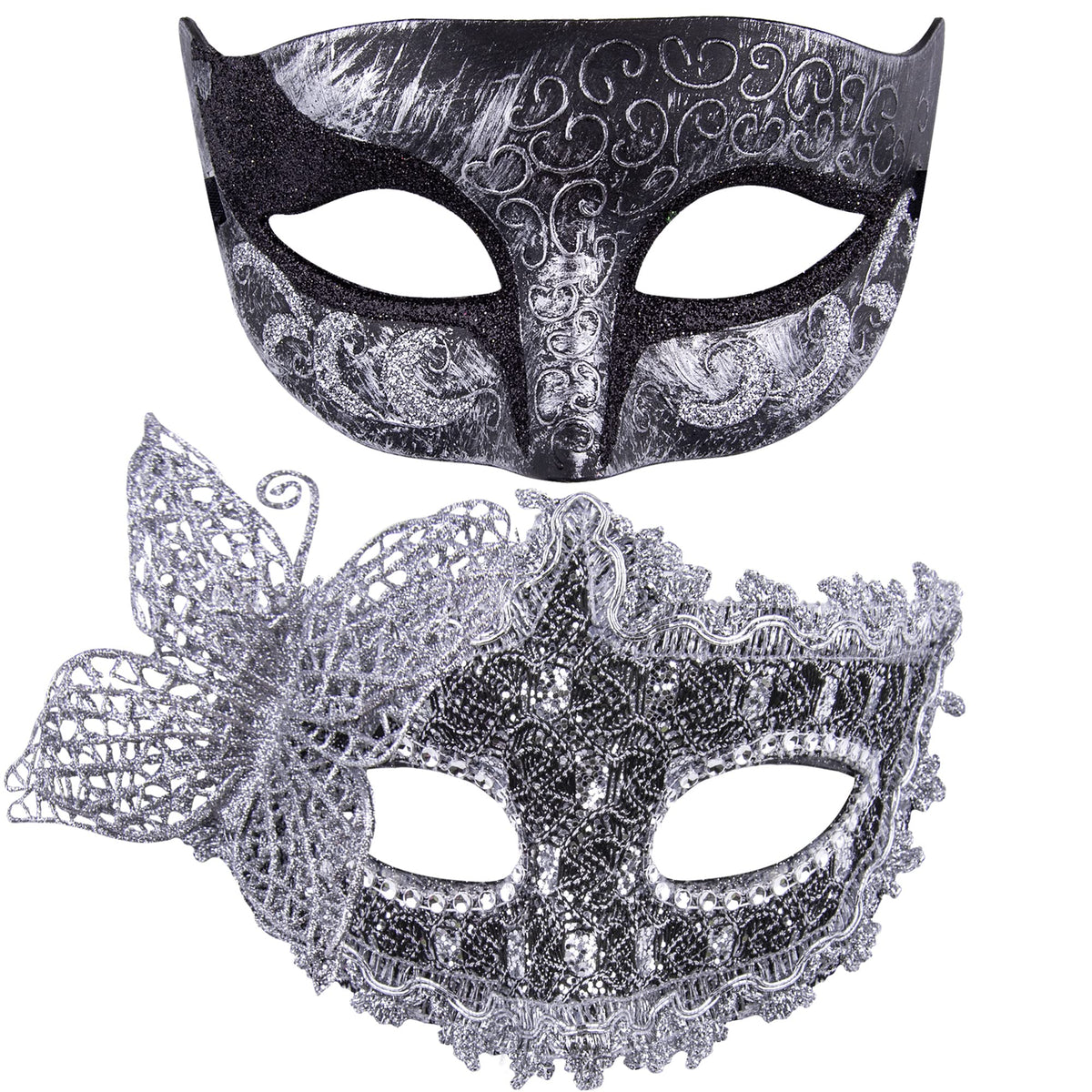 SIQUK Couple Masquerade Masks Set Venetian Party Mask Plastic Halloween Costume Mask Mardi Gras Mask for Women and Men