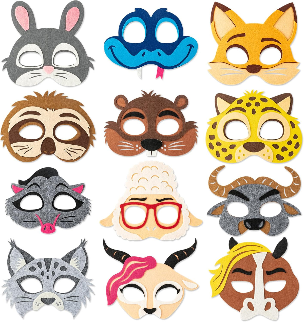 Animals Police Officer Felt Mask - 12PCS Bunny Fox Rabbit Police Officer Felt Mask Children Zoo Character Cosplay Party Masks Birthday Dress Up Party Supplies for Boys and Girls Role Play