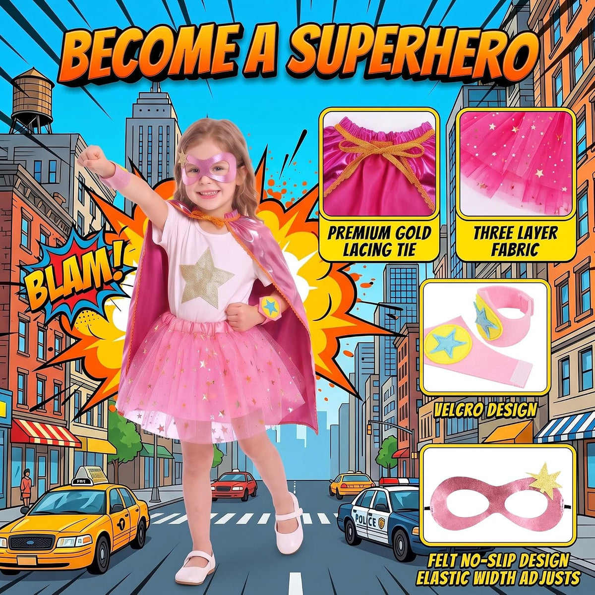 Superhero Capes for Kids Toddler Superhero Costumes for Girls 3-8 Age