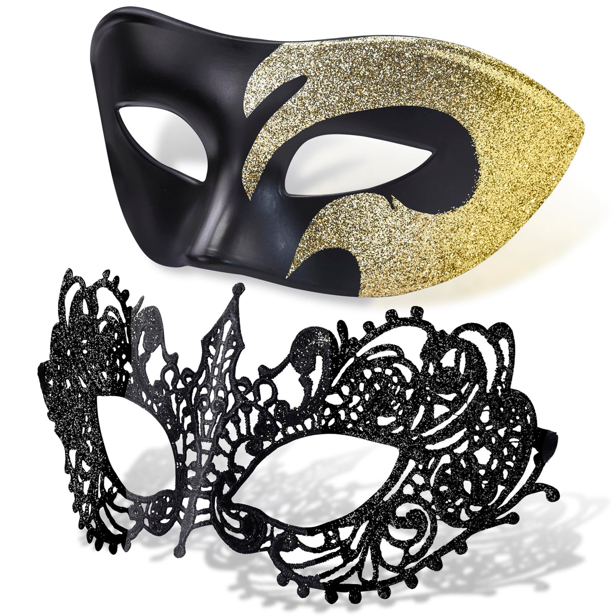 SIQUK Couple Masquerade Masks Set Venetian Party Mask Plastic Halloween Costume Mask Mardi Gras Mask for Women and Men