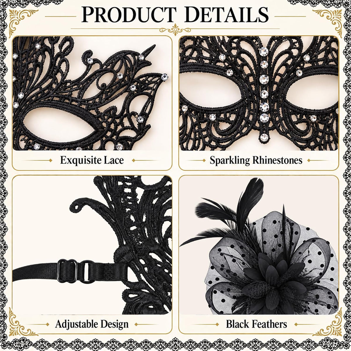 Lace Masquerade Masks for Women for Dress up