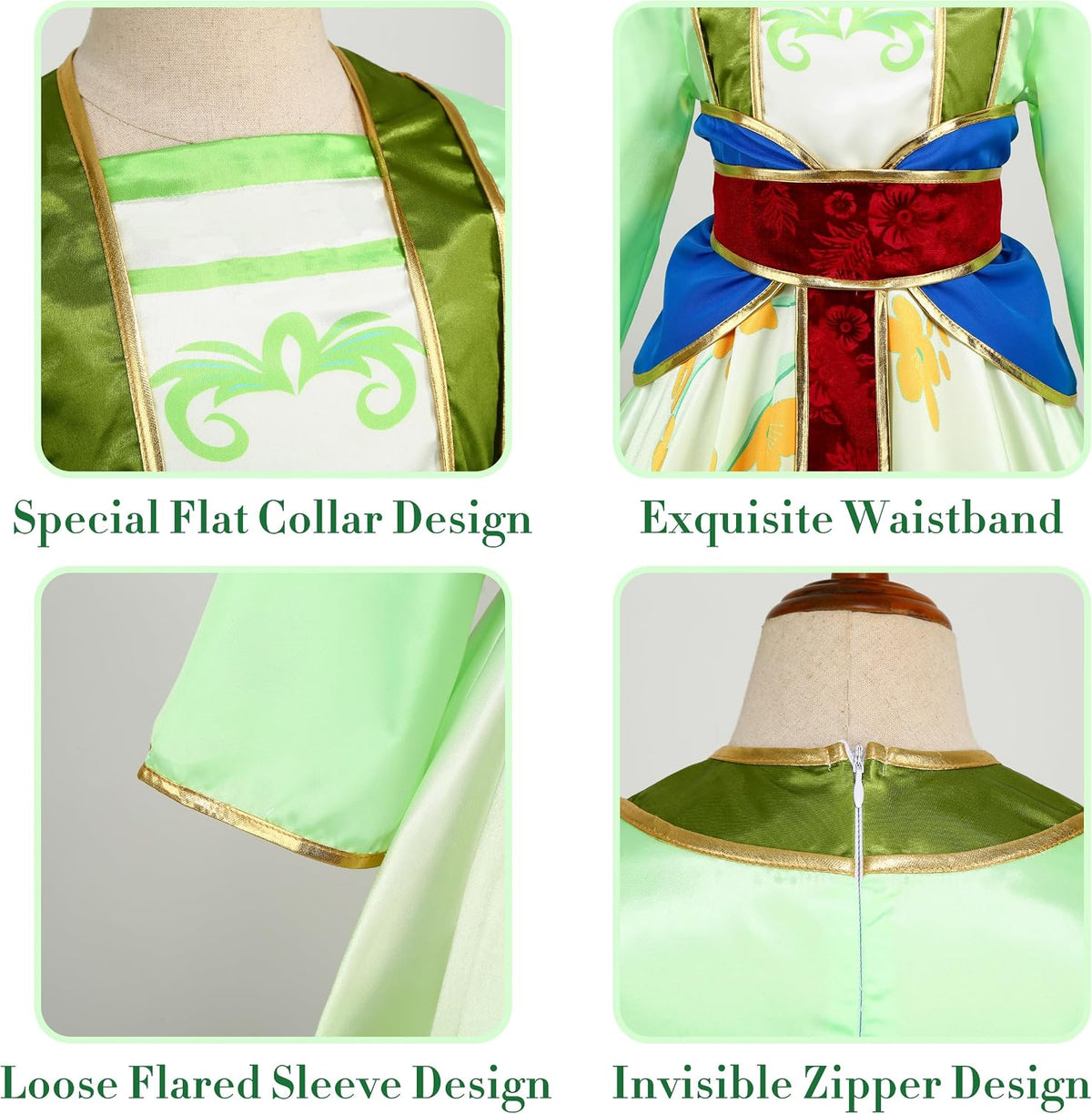 Mulan Costume Dress for Girls,Kids Character Princess Dress