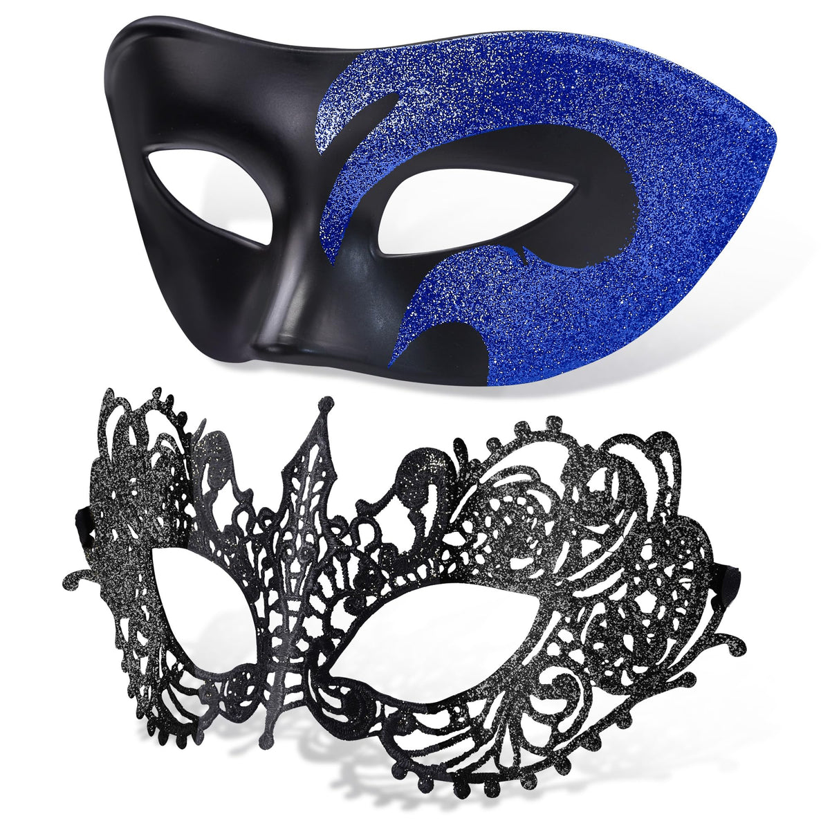 SIQUK Couple Masquerade Masks Set Venetian Party Mask Plastic Halloween Costume Mask Mardi Gras Mask for Women and Men