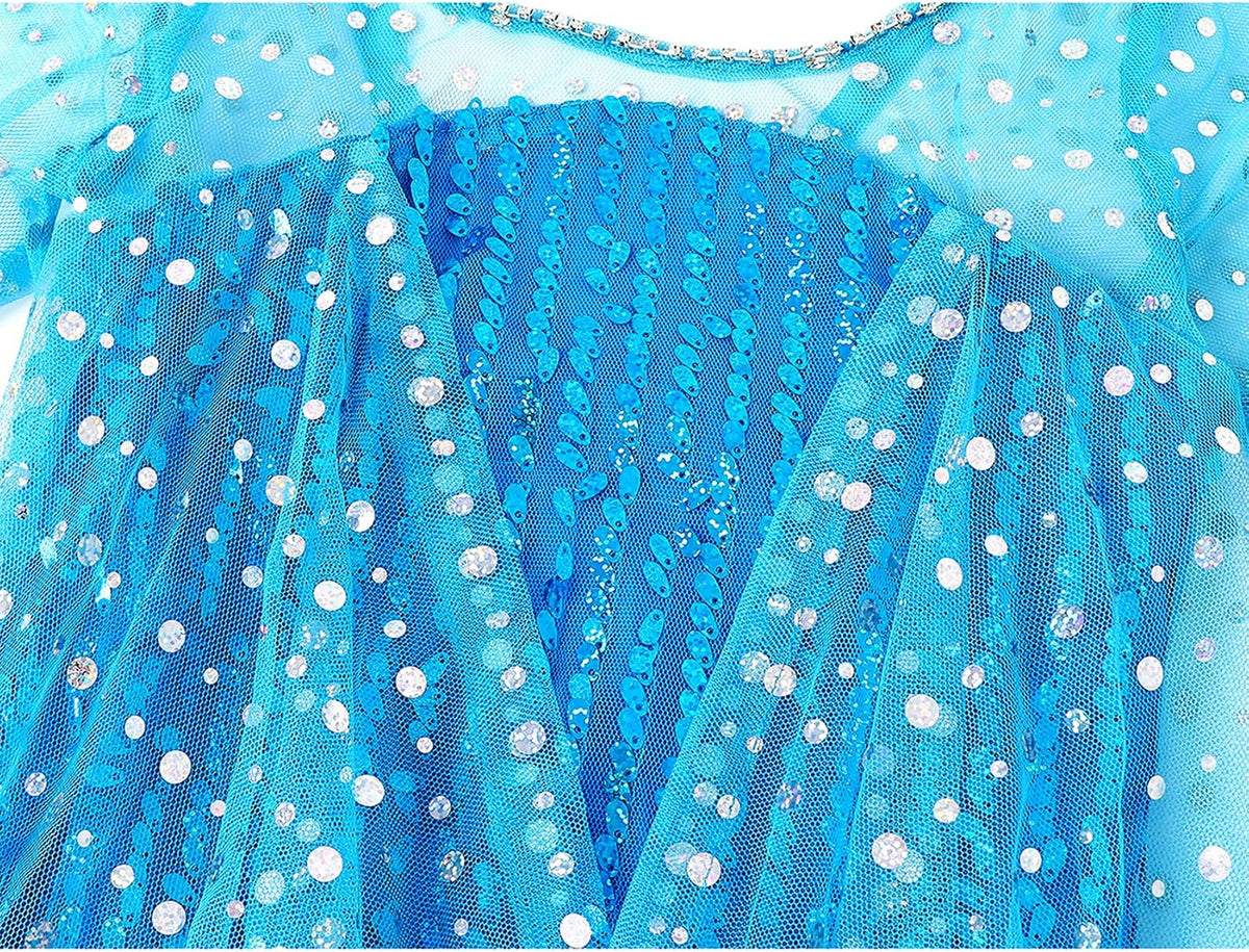 Aoiviss Princess Dresses for Girls Luxury Sequin Princess Costume Blue