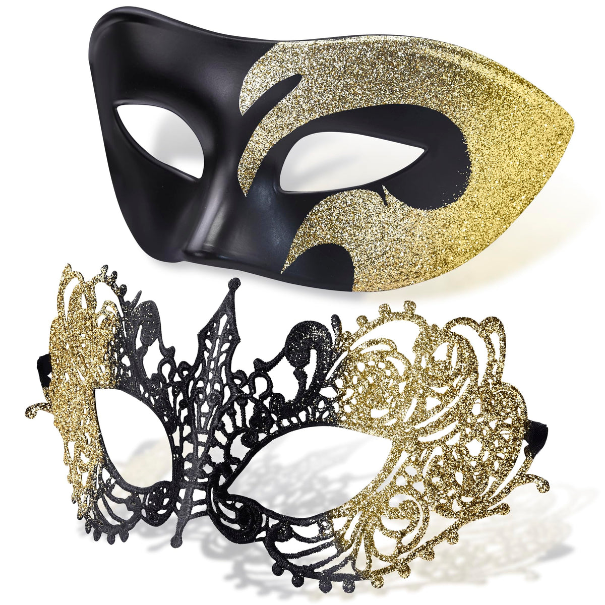 SIQUK Couple Masquerade Masks Set Venetian Party Mask Plastic Halloween Costume Mask Mardi Gras Mask for Women and Men